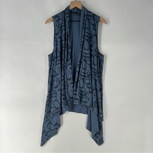 Wild Coast Blue Stretch Knit Open Front Sleeveless Draped Cardigan Shark Bite